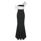 Off-Shoulder Contrast Mermaid Gown H5976