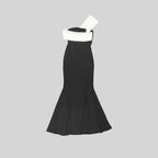 Off-Shoulder Contrast Mermaid Gown H5976