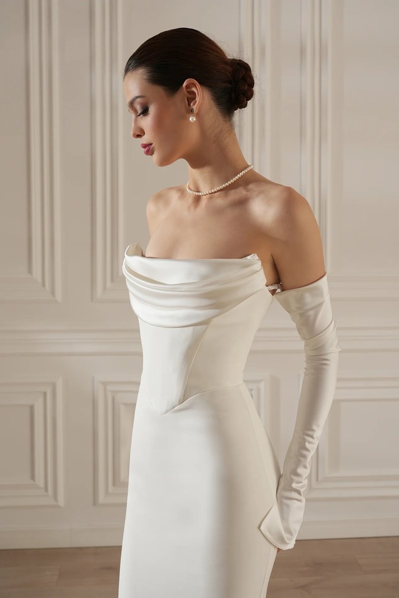 Off-Shoulder Cowl Neck Mermaid Gown H6692