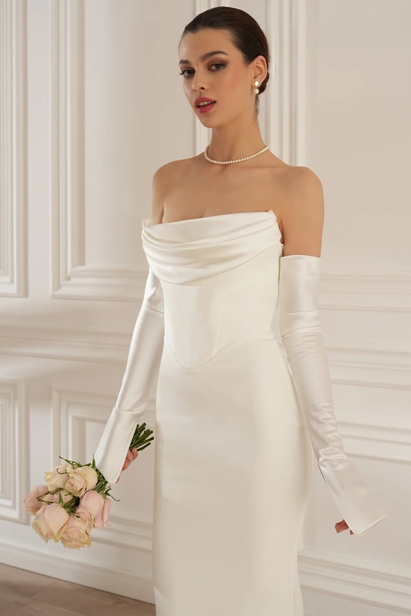Off-Shoulder Cowl Neck Mermaid Gown H6692