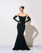 Off-Shoulder Cowl Neck Mermaid Gown H6692