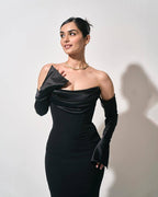 Off-Shoulder Cowl Neck Mermaid Gown H6692