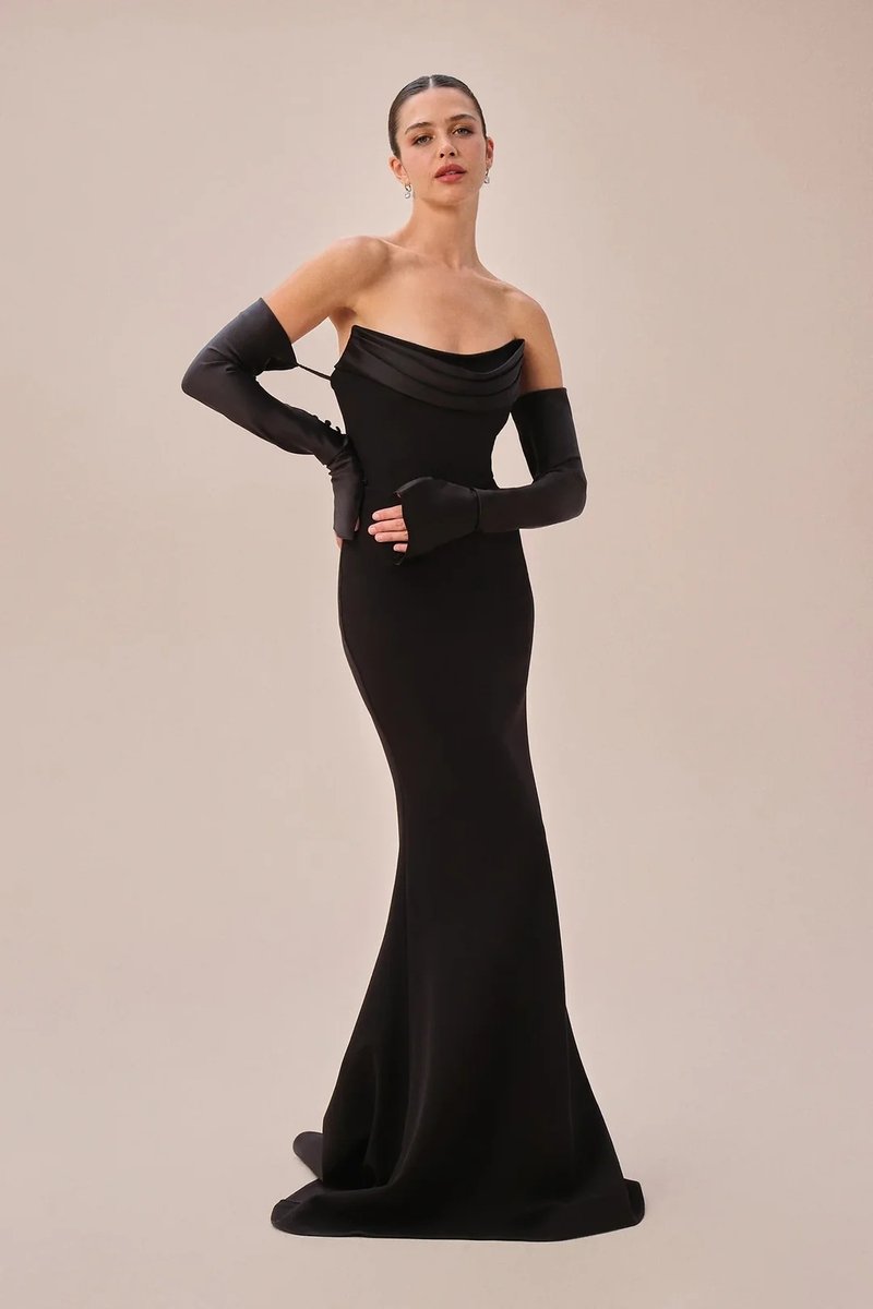 Off-Shoulder Cowl Neck Mermaid Gown H6692