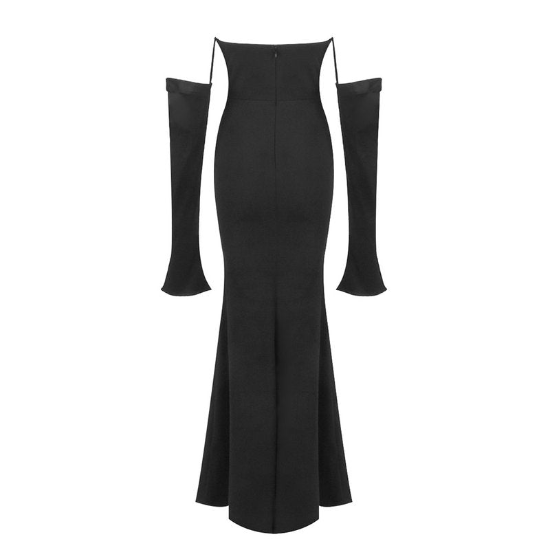 Off-Shoulder Cowl Neck Mermaid Gown H6692