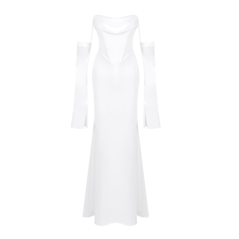 Off-Shoulder Cowl Neck Mermaid Gown H6692