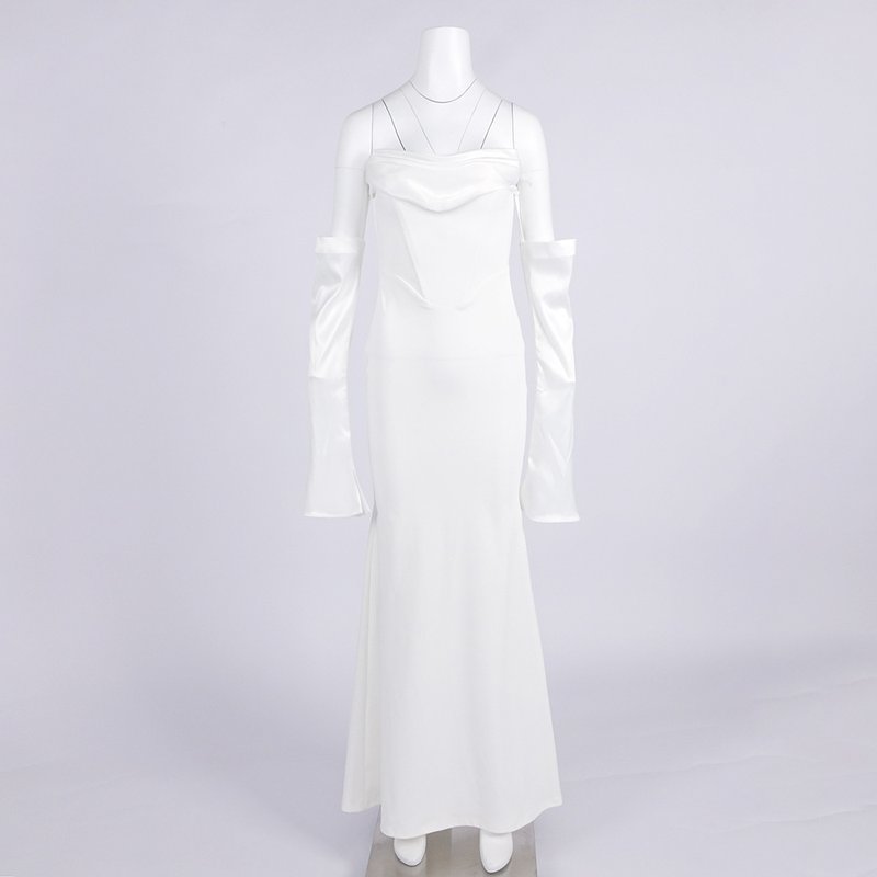 Off-Shoulder Cowl Neck Mermaid Gown H6692