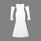 Off-Shoulder Cowl Neck Mermaid Gown H6692
