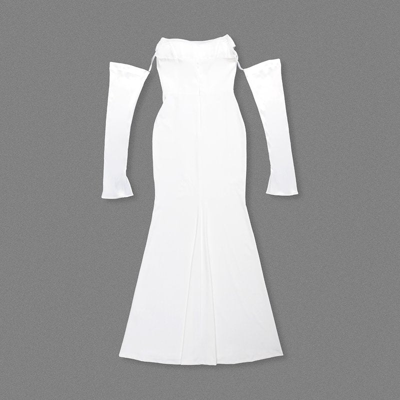 Off-Shoulder Cowl Neck Mermaid Gown H6692