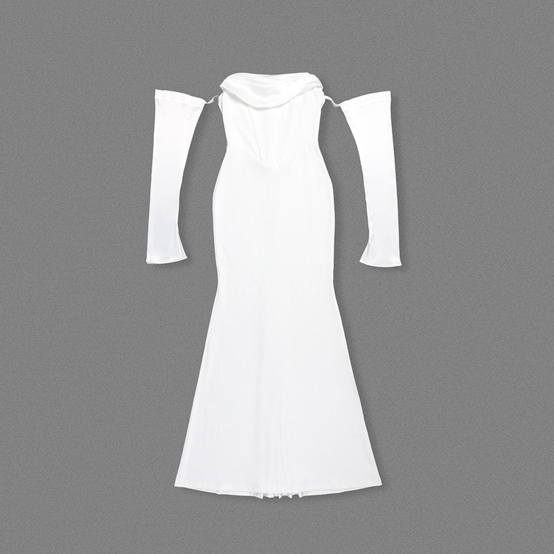 Off-Shoulder Cowl Neck Mermaid Gown H6692