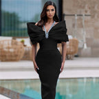 Off Shoulder Crystal Embellished Mermaid Dress H6829