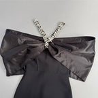 Off Shoulder Crystal Embellished Mermaid Dress H6829