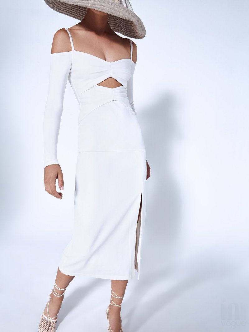 Off Shoulder Cutout Black Bodycon Dress H4115