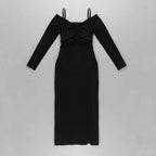 Off Shoulder Cutout Black Bodycon Dress H4115