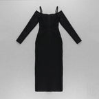 Off Shoulder Cutout Black Bodycon Dress H4115