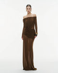 Off-Shoulder Draped Gown H7098