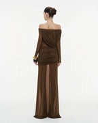 Off-Shoulder Draped Gown H7098