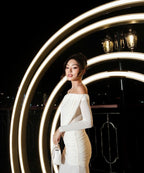 Off-Shoulder Draped Gown H7098