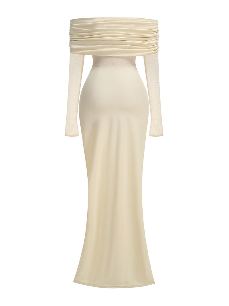 Off-Shoulder Draped Mermaid Gown H7149