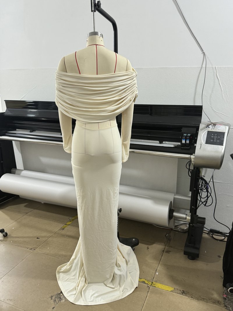 Off-Shoulder Draped Mermaid Gown H7149