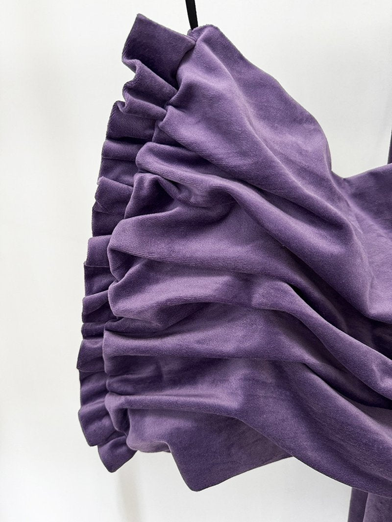 Off-Shoulder Draped Velvet Gown H7044