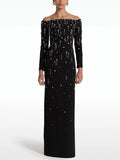Off Shoulder Embellished Maxi Dress H6582