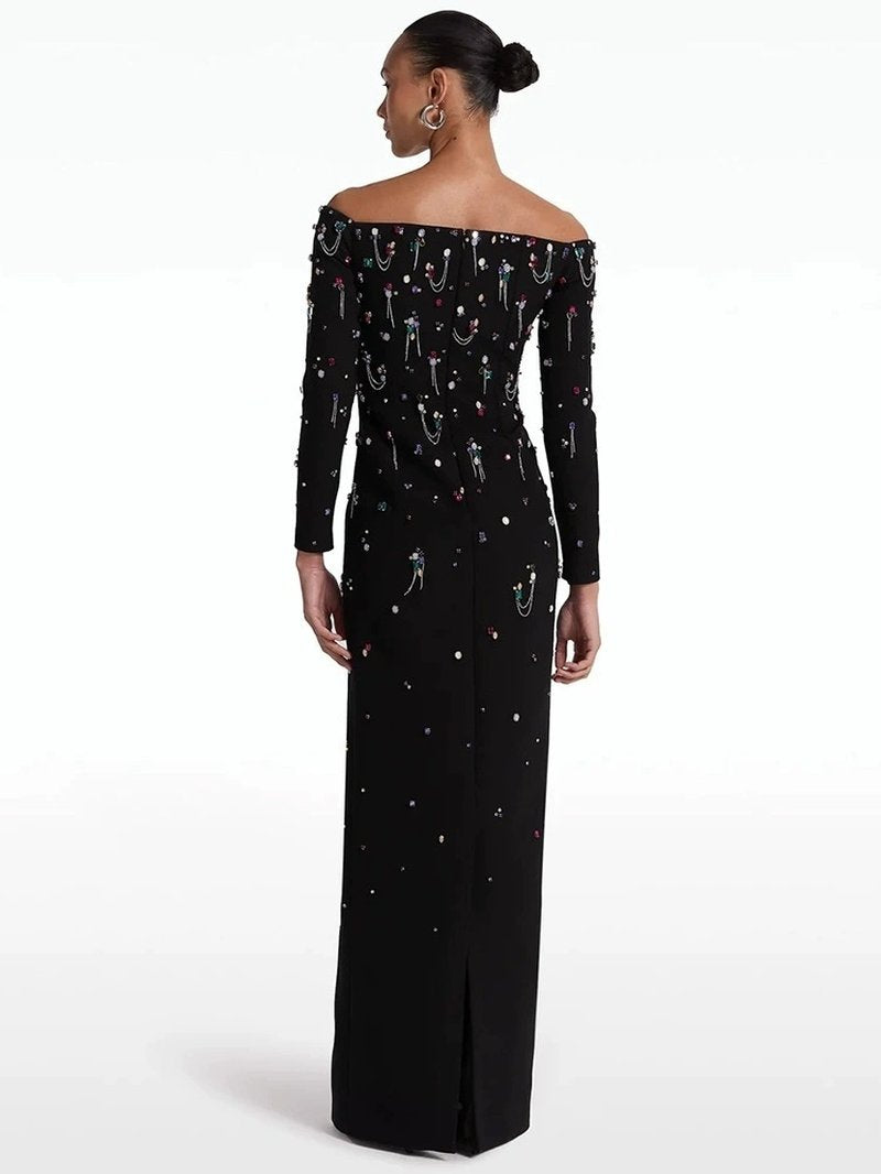 Off Shoulder Embellished Maxi Dress H6582