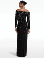 Off Shoulder Embellished Maxi Dress H6582