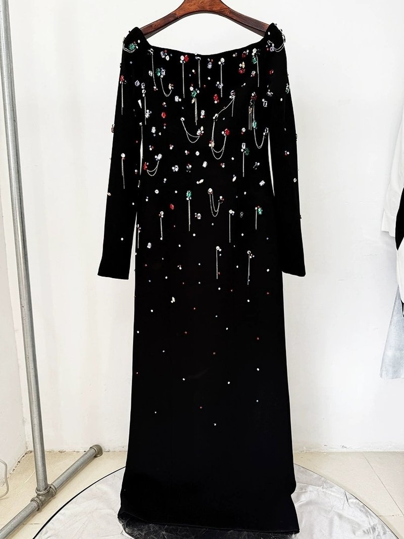Off Shoulder Embellished Maxi Dress H6582