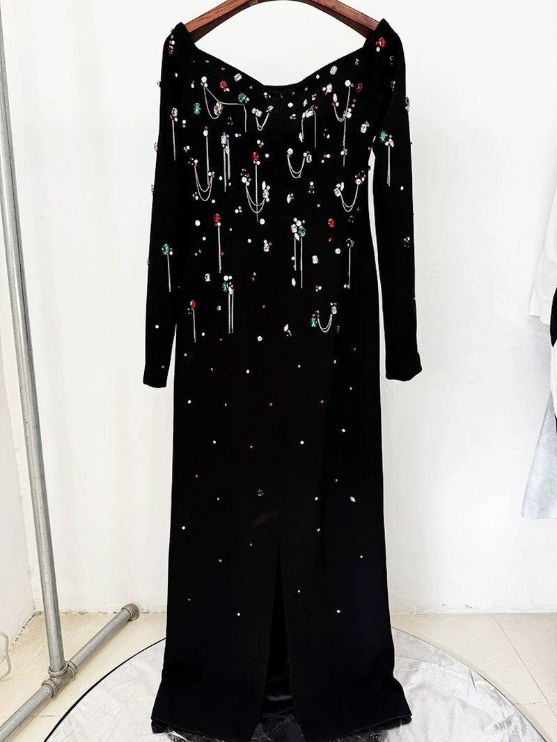 Off Shoulder Embellished Maxi Dress H6582