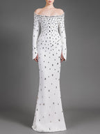 Off Shoulder Embellished Mermaid Gown H6687