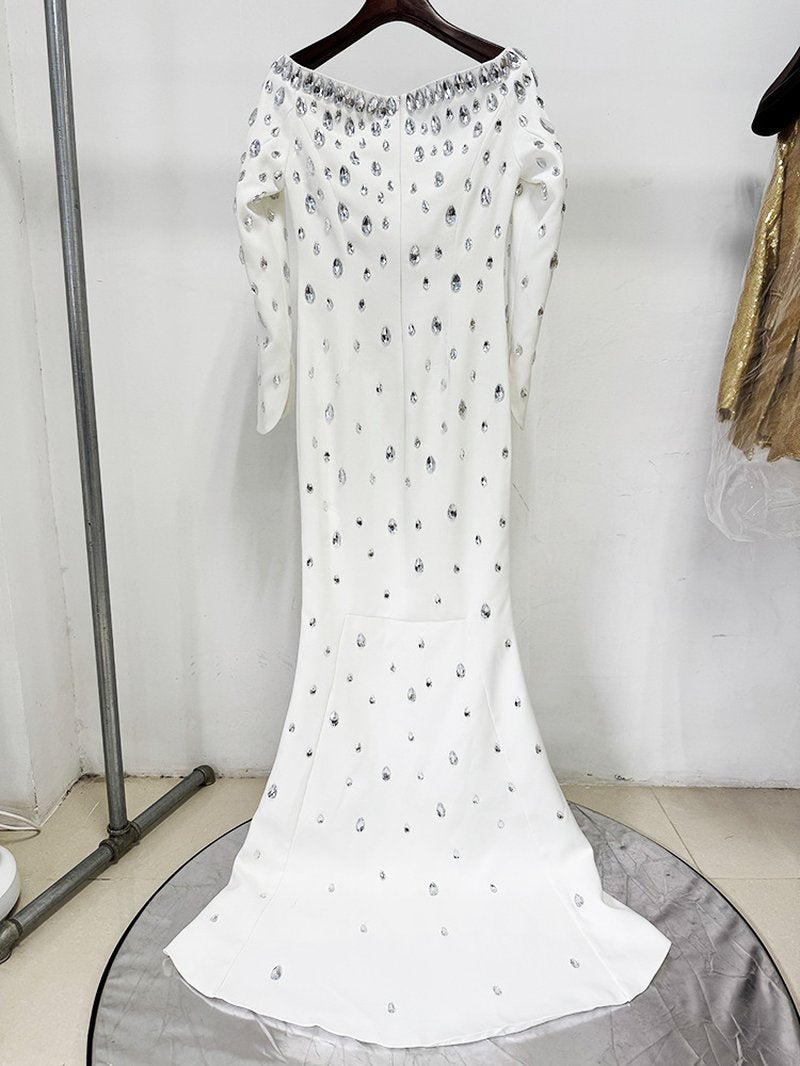 Off Shoulder Embellished Mermaid Gown H6687
