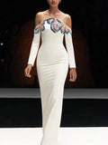 Off-Shoulder Embellished Mermaid Gown H7055
