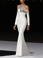 Off-Shoulder Embellished Mermaid Gown H7055