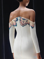 Off-Shoulder Embellished Mermaid Gown H7055