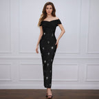 Off Shoulder Embellished Midi Dress H6648