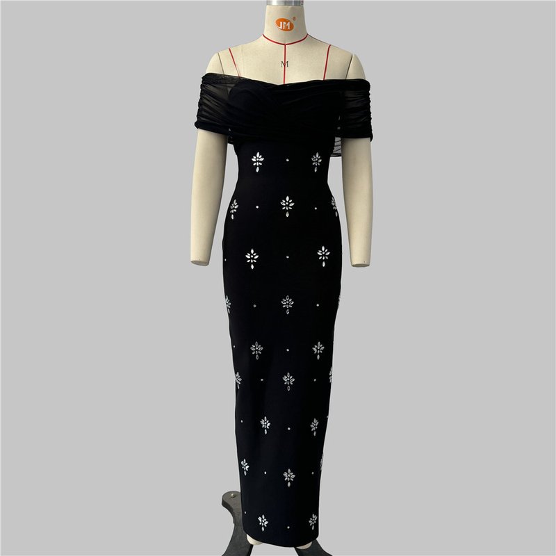 Off Shoulder Embellished Midi Dress H6648