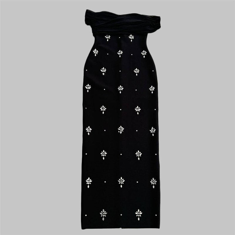 Off Shoulder Embellished Midi Dress H6648