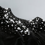 Off Shoulder Embellished Velvet Maxi Dress H6594