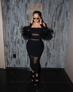Off Shoulder Feather Sleeve Bandage Dress H5821