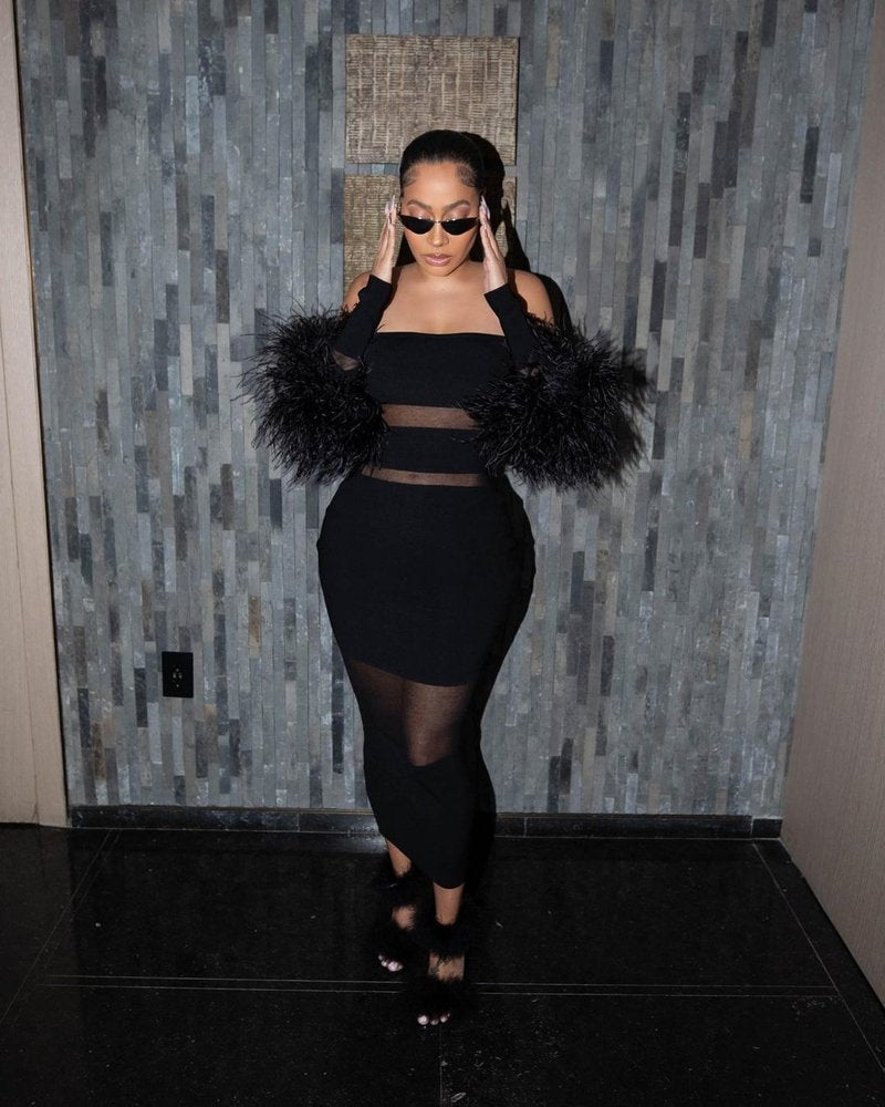 Off Shoulder Feather Sleeve Bandage Dress H5821