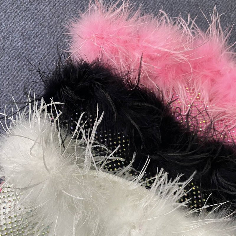 Off-Shoulder Feathered Pink Bandage Dress H6384