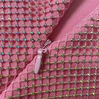 Off-Shoulder Feathered Pink Bandage Dress H6384