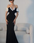 Off Shoulder Floral Embellished Gown H6447