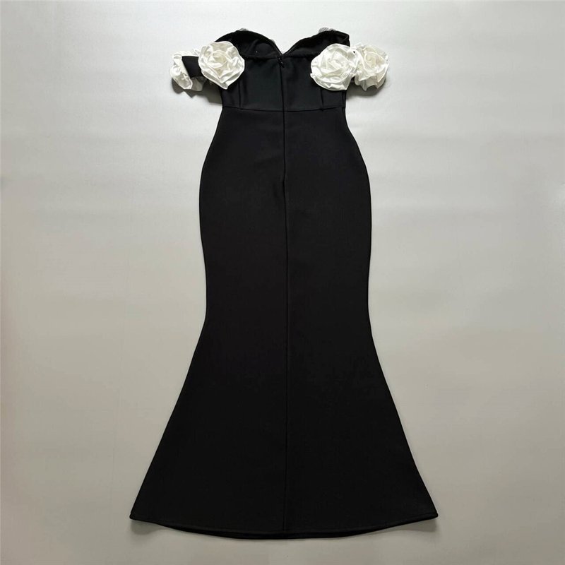 Off Shoulder Floral Embellished Gown H6447