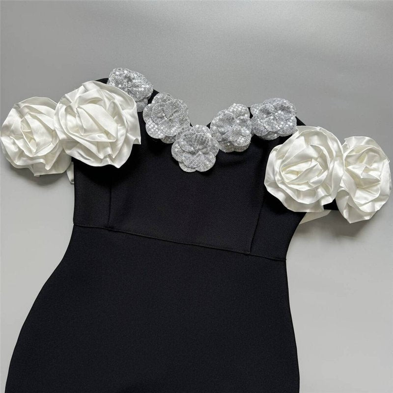 Off Shoulder Floral Embellished Gown H6447