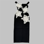 Off Shoulder Floral Embroidered Midi Dress H6753