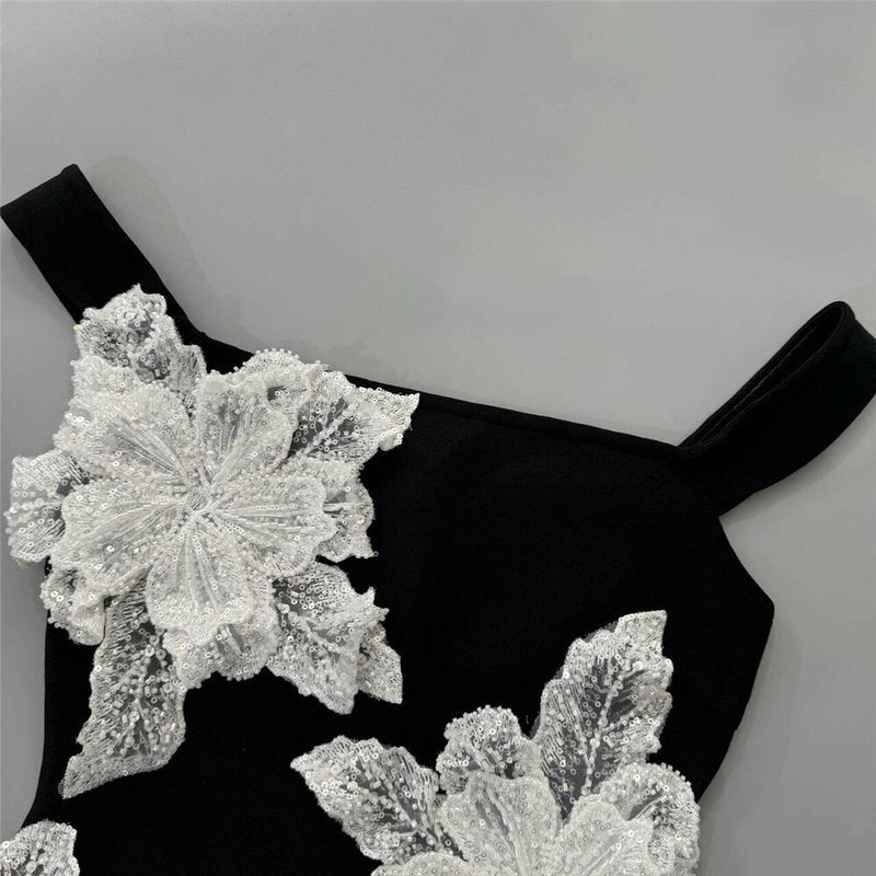 Off Shoulder Floral Embroidered Midi Dress H6753