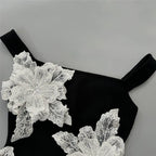 Off Shoulder Floral Embroidered Midi Dress H6753