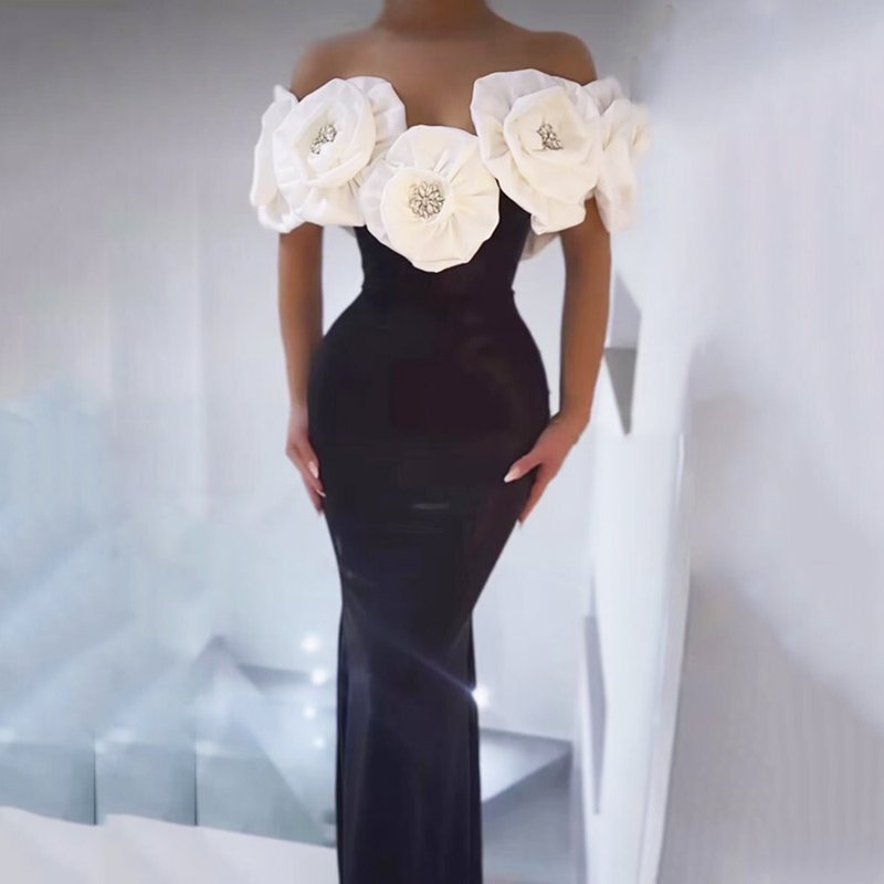 Off Shoulder Floral Mermaid Gown H6370
