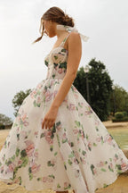 Off Shoulder Floral Midi Dress H6222